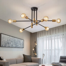 Lightess Chandeliers Ceiling Light Sputnik Chandelier 6 Lights, Black and Gold Metal E27 Pendant Light for Living Room Bedroom Kitchen, Max 40W(Not I