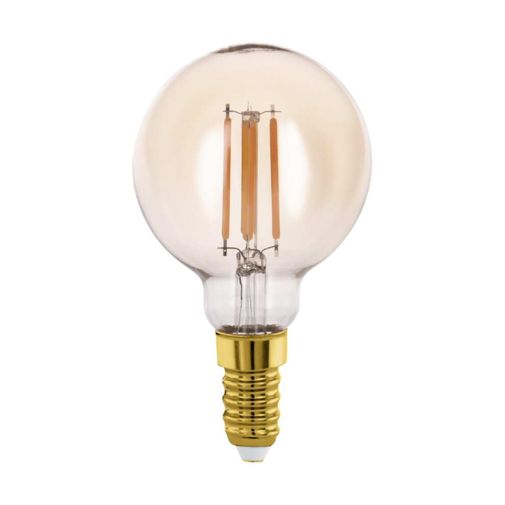 Eglo E14 Led Bulb, Vintage Filament Bulb, Drop-Shaped Edison Lamp For Retro Lighting, 4 Watt (Equivalent To 32 Watt), 350 Lumen, Warm Whi Amber/Light