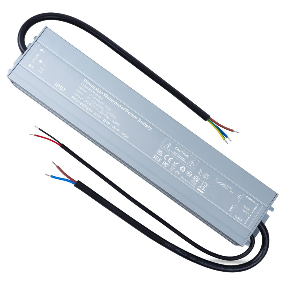 Reylax 24V Led Driver Dimmable 100W 4.17A Ip67 Waterproof Transformer Constant Voltage Outdoor Power Supply 24 Volts Dc Low Voltage Psu Adapter Light 36292523