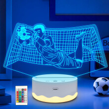 Ammonite Football Gifts for Boys, Cool Football Goalie Night Light 3D Optical Illusion LED Lamp with Remote Control 16 Colors Changing Soccer Birthda