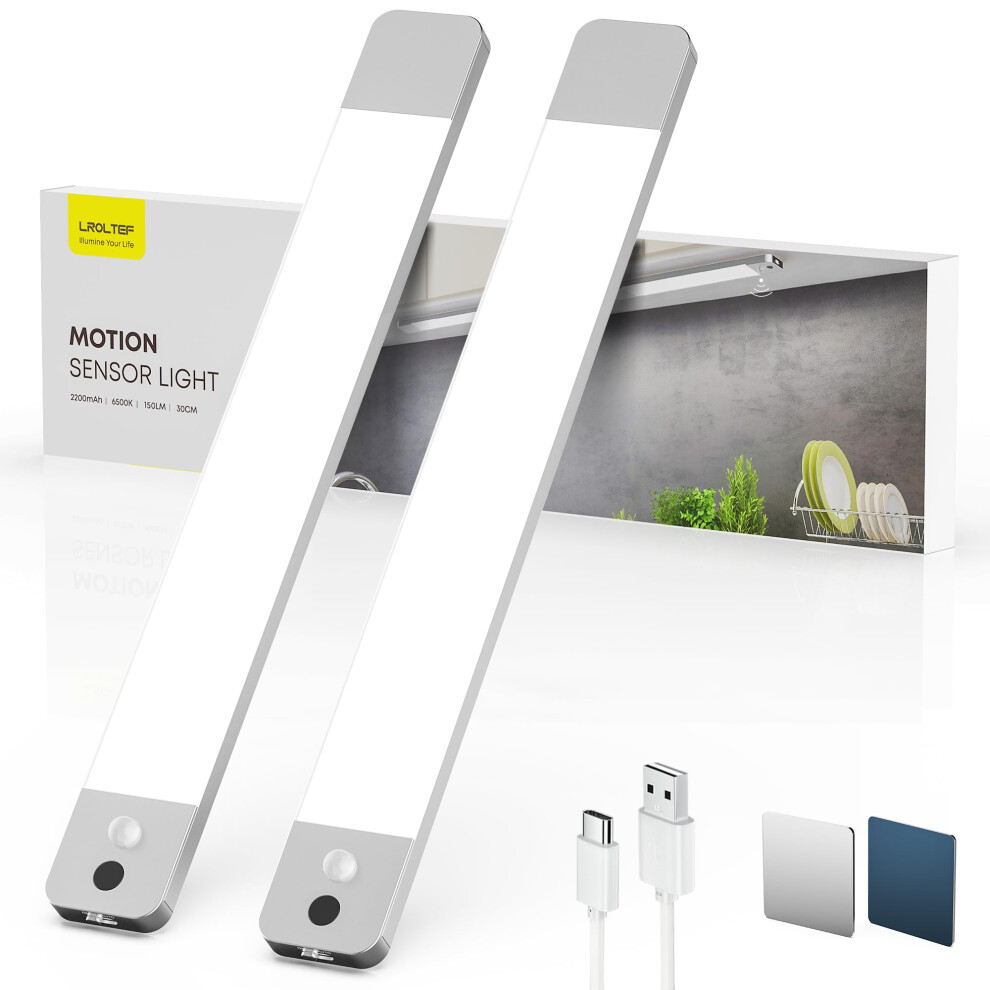 Lroltef Under Cabinet Kitchen Lights With Hand Hovering & Motion Sensor 30Cm 2200Mah Dimmable Rechargeable Magnetic Under Counter Lights For Cupboard 69910210