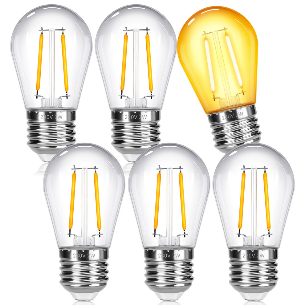 Scnnc Outdoor String Replacement Bulbs 2W E27 S14 220V, Warm 2700K Non-Dimmable, E27 S14 Led Plastic Bulbs For Festoon Backyard Party Pat Light/White 46500212