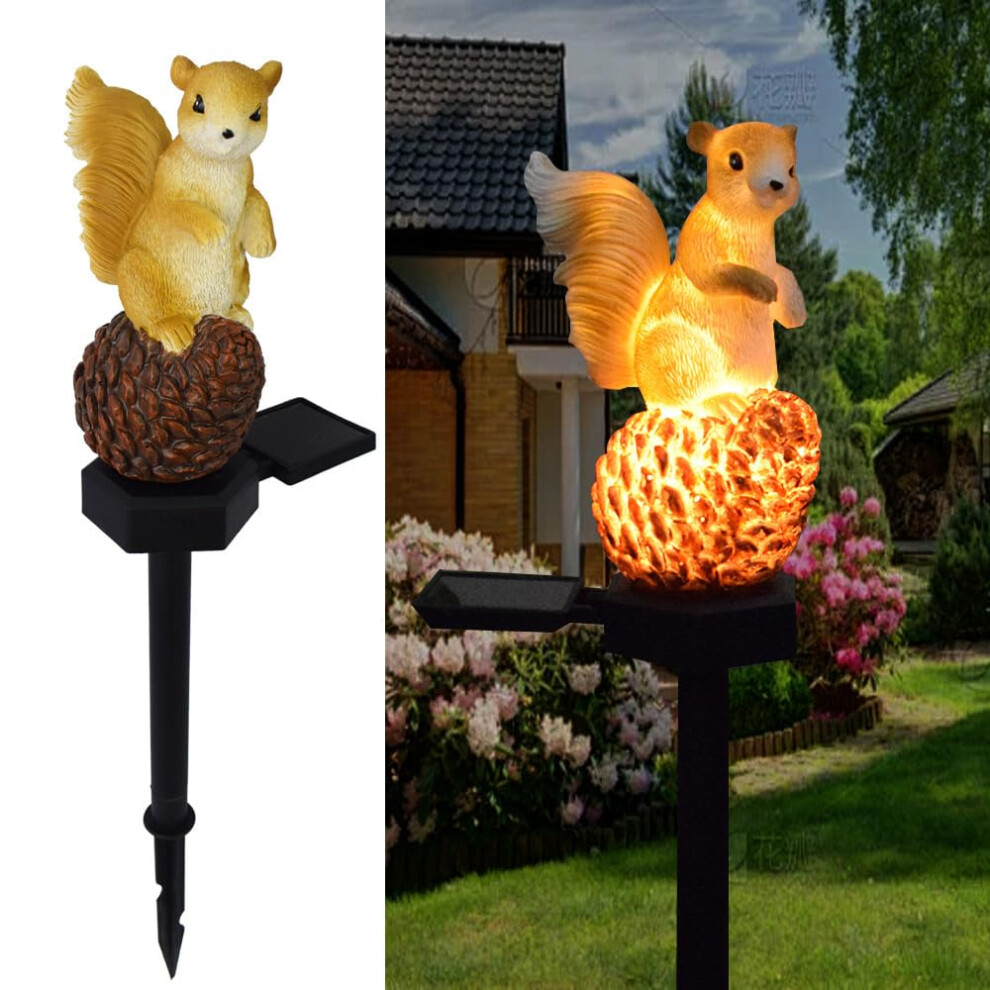Yzyoe Solar Energy Pinecone Squirrel Garden Decoration Resin Cute Animal Ground Lamp,Wireless Dusk To Dawn Led Sconce S Waterproof. Light 48024860