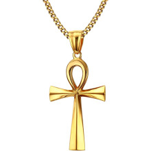 Herenketting met Koptisch Ankh-kruis van roestvrij staal, 61 cm