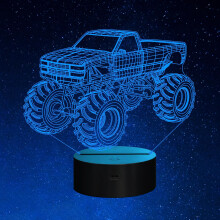 OraTrade Monster Truck 3D Night Light for Kids,7 Colour Changing LED Bedside Lamp,Touch Control Night Light with USB Rechargeable & Battery Powered,G
