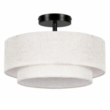 OUTON 40cm Double Drum 3-Light Semi Flush Mount Ceiling Lights, Modern Ceiling Light with 2-Layer Linen Shade, Chandeliers Ceiling Lights for Living