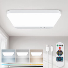 Rechargeable LED Ceiling Light Indoor - 6000mAh Battery Operated Bathroom Light with Remote 3 Colour Temperatures, Motion Sensor, Magnetic Mount, Wir