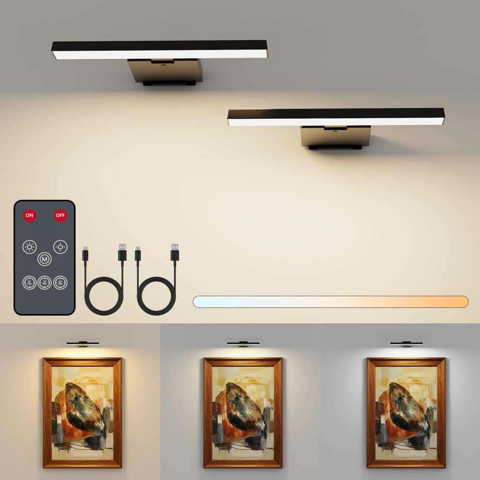 Kitloo 2 Pack Picture S For Wall, 6000Mah Rechargeable Battery Operated Picture Cri95, Wall Picture With Remote Timer, Wall S Light 60161055