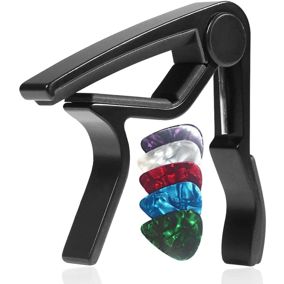 Wingo Guitar Capo For Acoustic And Electric Guitars With 5 Picks For F