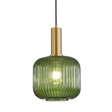HJXDtech Green Glass Pendant Light, Vintage Island Pendant Light Fixture in Gold Finish, Height Adjustable Ceiling Hanging Lamp for Kitchen Dining Ro