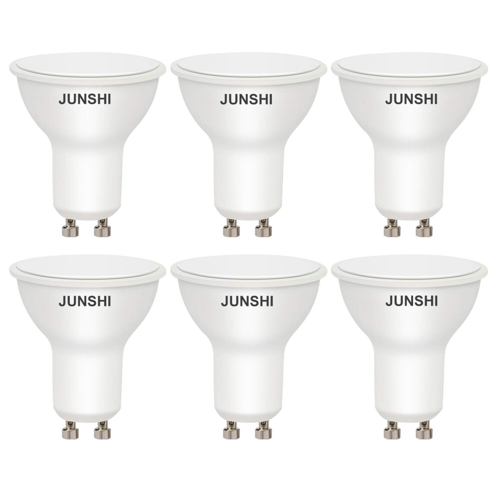 Junshi Gu10 6W Led Bulbs Cool 6500K,50W Halogen Equivalent,450Lm,120 Degree Beam Angle,Ac220-240V Led Spotlight Bulb,Non Dimmable,Pack Of 6 White 55888158