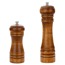 2 moulins à sel et à poivre en bois – 12,5 cm et 20 cm