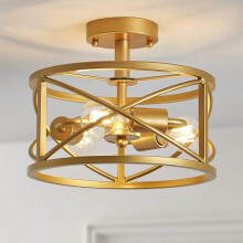 WUZUPS Chandelier 3-Light Vintage Farmhouse Industrial Semi-Flush Mount Ceiling Light Modern Lighting Fixture for Foyer Bedroom Hallway Storage Room