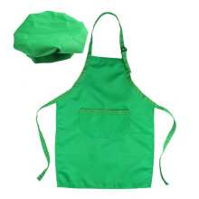 Set composto da grembiule e cappello da chef per bambini, colore verde.