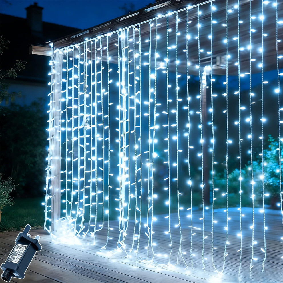 3M X 3M Curtain S Plug In, 300Led Curtain Fairy S With Timer, Connectable, Waterproof Hanging Waterfall Fairy For Bedroom Wall Gazebo Light 41422380