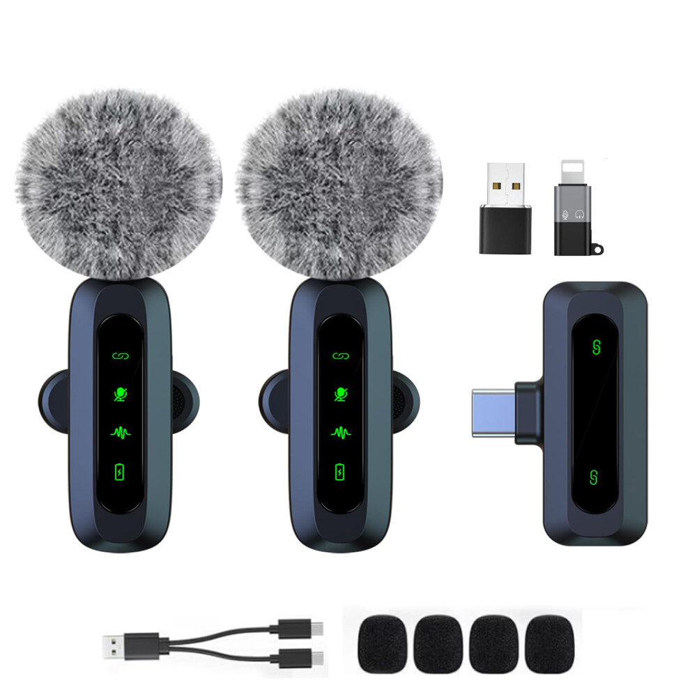 Mini Wireless Lavalier Microphone for Android and iPhone, iOS Devices - Noise Reduction Lapel Mic for Recording, Clip on Mic, for Video Recording, Ti