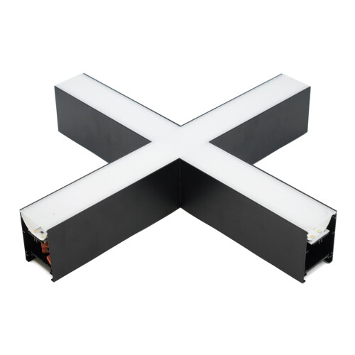 G.W.S Black X Shape Connector Module for LED Linear Light, 24W 3CCT 3000K/4000K/6000K Non-Dimmable