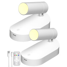 Lamptobe Battery Operated Spot Light with Timer and Remote,2 Pack 2000mAh Rechargeable Picture Light Indoor,3 CCT Dimmable Uplighting Stick on Wall f