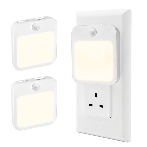 Night Light Plug in Wall,(2 Pack) Dusk to Dawn Sensor,Warm Light Design with Adjustable Brightness,ON/Off/AUTO Modes,Intelligent Sensing.Night Light