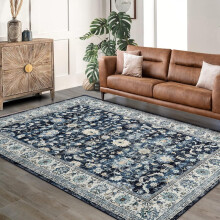 Tapis Boho 5x7 pieds lavable à poils courts avec envers antidérapant