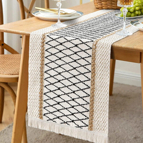 Bavlněný běhoun s třásněmi, boho styl, 30x120 cm