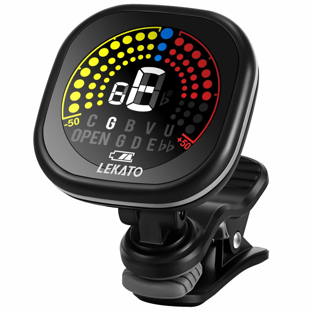 Lekato Guitar Tuner Rechargeable, Clip-On Chromatic Tuner With Color S