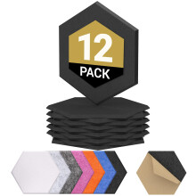 12 Pack Hexagon Acoustic Panels Self-adhesive, TONOR 12"x10"x0.4" High Density Sound Proofing Panels for Walls, Sound Deadening Treatment Sound Absor