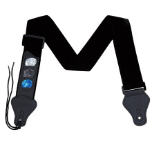 Laeeyin Guitar Strap, Braided Adjustable with Leather Ends, 3 Pick Holders, Black, Up to 145 cm, 5 cm Wide, Suitable for Electric, Acoustic, Bass & M