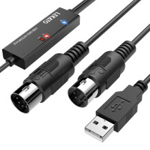 LEKATO MIDI Cable, USB MIDI Adapter With Indicator Light 5 Pin MIDI Interface 6.5Ft MIDI In-Out Converter Keyboard to PC/Mac/Laptop for Music Editing