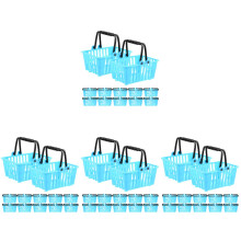 48-Piece Kids Pretend Play Shopping Basket Toy, Durable Sky Blue Plastic for Role Play and Classroom Fun