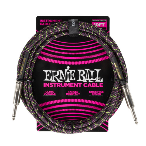 Ernie Ball Braided Instrument Cable Straight/Straight 10ft - Purple Python