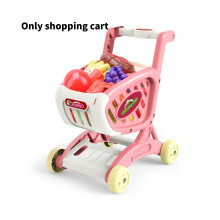 Pink Shopping Toy Cart for Children Early Education Play House Role Play Gift Prop with Durable Wheels and Basket