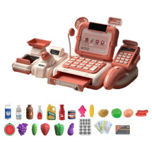 Educational Kids Cash Register Playset for Grocery Learning, Supermarket Pretend Play Set with Calculator and Accessories