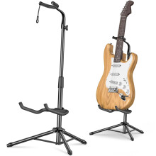 New Bee Guitar Stand Floor, Guitar Stands Foldable Height Adjustable 75-87CM with Neck Mount for Electric Acoustic Guitar, Bass, Ukulele, Banjos (1 P