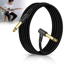 Guitar Cable 3M, Instrument Lead with 6.35mm (1/4") Straight to Right Angle Jack Plugs, Gold-Plated Amp Cord for Electric Guitar, Bass, Keyboard (Str
