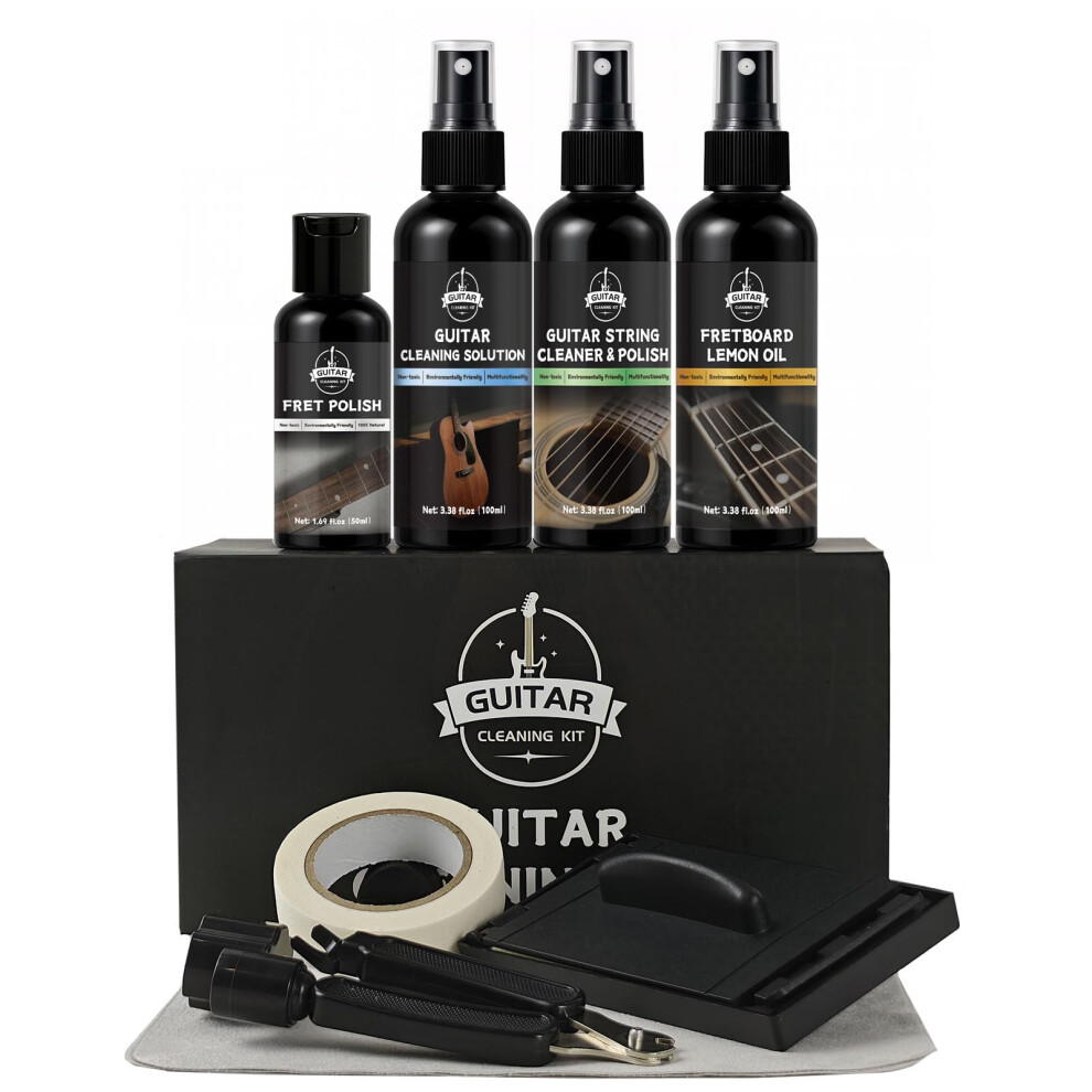 Dingsen Guitar Cleaning Kit - 8-Piece Professional Maintenance Set Wit