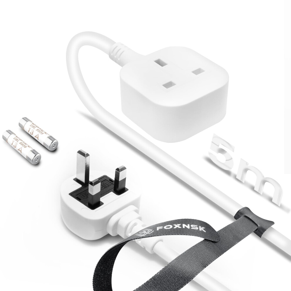 Photos - Cable (video, audio, USB) Single Plug Extension Lead 5m, 1 Gang Single Socket Extension Lead Sur