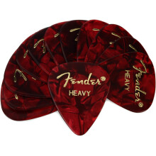Fender 351 Shape Premium Picks (Pack of 12) for Electric Guitar, Acoustic Guitar, Mandolin and Bass 351 - Heavy Red (Moto)