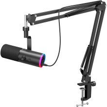 TONOR Dynamic Gaming Microphone, XLR/USB Mic Streaming, AI Noise Cancellation, Controlable RGB, Tap Mute, 3.5mm Headphone Jack, Volume Control, Micro