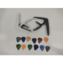 yixiaoboda 2pcs Guitar Capo Set, Quick-Change Capo, Clip-On Tuner, for Acoustic Guitar, Bass, Violin Ukulele, acoustic bass， with 12 Picks