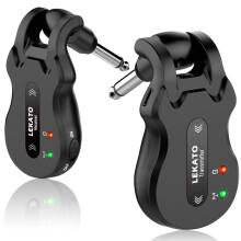 LEKATO 5.8GHz Wireless Guitar System - Rechargeable Digital Transmitter & Receiver with Strong Anti-Interference for Electric Guitar, Bass- Clear&Pur