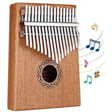 Dripex Kalimba 17 Keys Thumb Piano with Study Instruction and Tune Hammer, Finger Marimba Instrument for Music Lover Beginners(Mahogany)