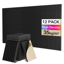 Sonic Acoustics Self Adhesive Acoustic Foam 12 Pack Set, 1" X 7.8" X 11.8" (2.5X20X30cm) Sound Proofing Panels, Denseness 35kg/m³, Acoustic Foam Pane