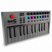 RockJam 25-Key Rechargeable USB MIDI Keyboard Controller – Mini Piano Keyboard with Velocity-Sensitive Pads, Synth Controller, Bluetooth/Wired MIDI,