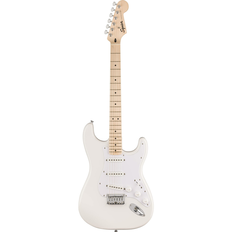 Fender Squier By Sonic Stratocaster Ht Electric Guitar, Maple Fingerboard, White Pickguard, Arctic White, Comes With Free Virtual Lessons