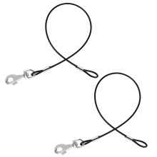 2 Pack Chew Proof Dog Leash Extension Metal Cable Leads, Heavy Duty Leash Non-Tangle Connect Leash for Any Leash & Collar & Harness, Black Dog Leash