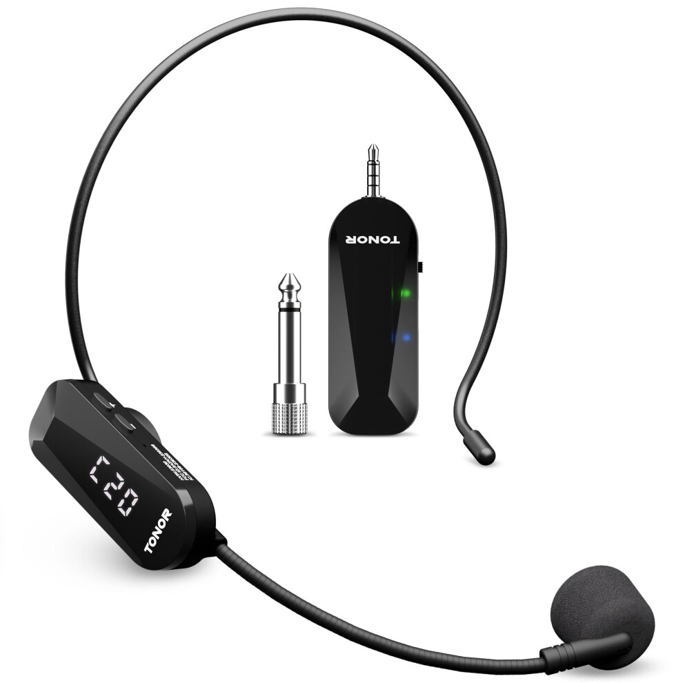 Tonor Wireless Microphone Headset, Uhf Wireless Mic System, Cordless M
