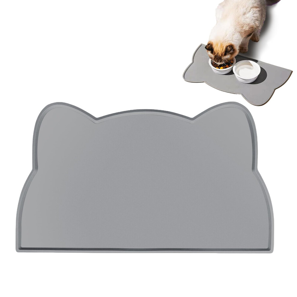 Virahyem Silicone Pet Feeding Mat - Non-Skid Waterproof Cat & Dog Food Mat, 44X25cm Spill-Proof Bowl Placemat For Food & Water, Easy To Clea