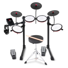 Alesis Turbo Max Electric Drum Kit with Quiet 8-inch Mesh Pads, Lessons, Bluetooth and Accessories, Foldable