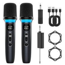 Microphone Wireless,Dual Handheld Microphone System with One-Touch Mute, Dynamic RGB Lighting,40H Duration & 200 FT Range,Rechargeable Karaoke Microp